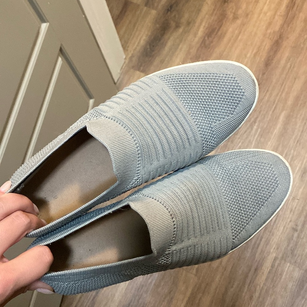 Blue/grey slip on shoes